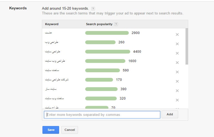 صفحه keyword planner گوگل برای انتخاب کلمات کلیدی و سئو